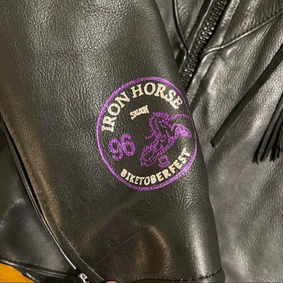 SHAF Leather Collections Black Fringe Purple Roses Jacket Iron Horse 96 Size XXL - Picture 4 of 16